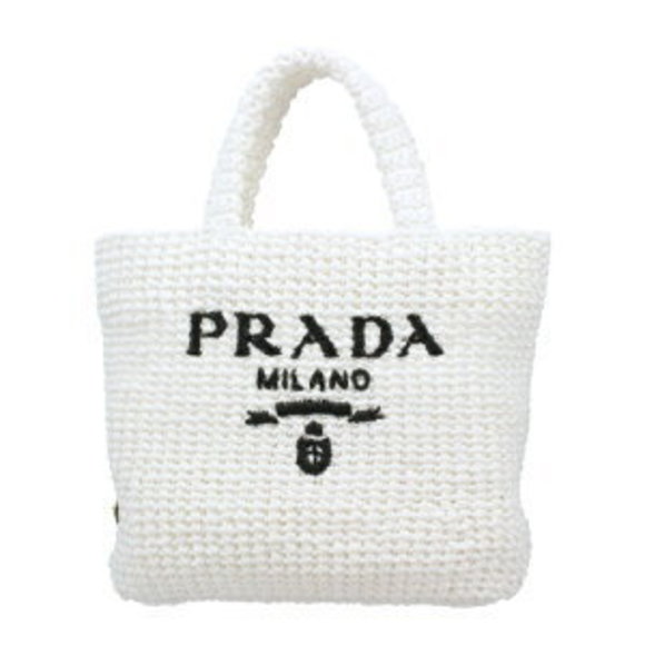 Prada White Crochet Tote Bag V BIANCO - Picture 1 of 8